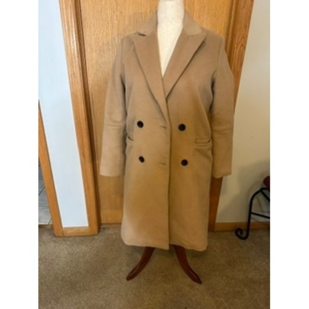 Forever 21 With Purpose Camel Tan Double Breasted Longline Overcoat Jacket M